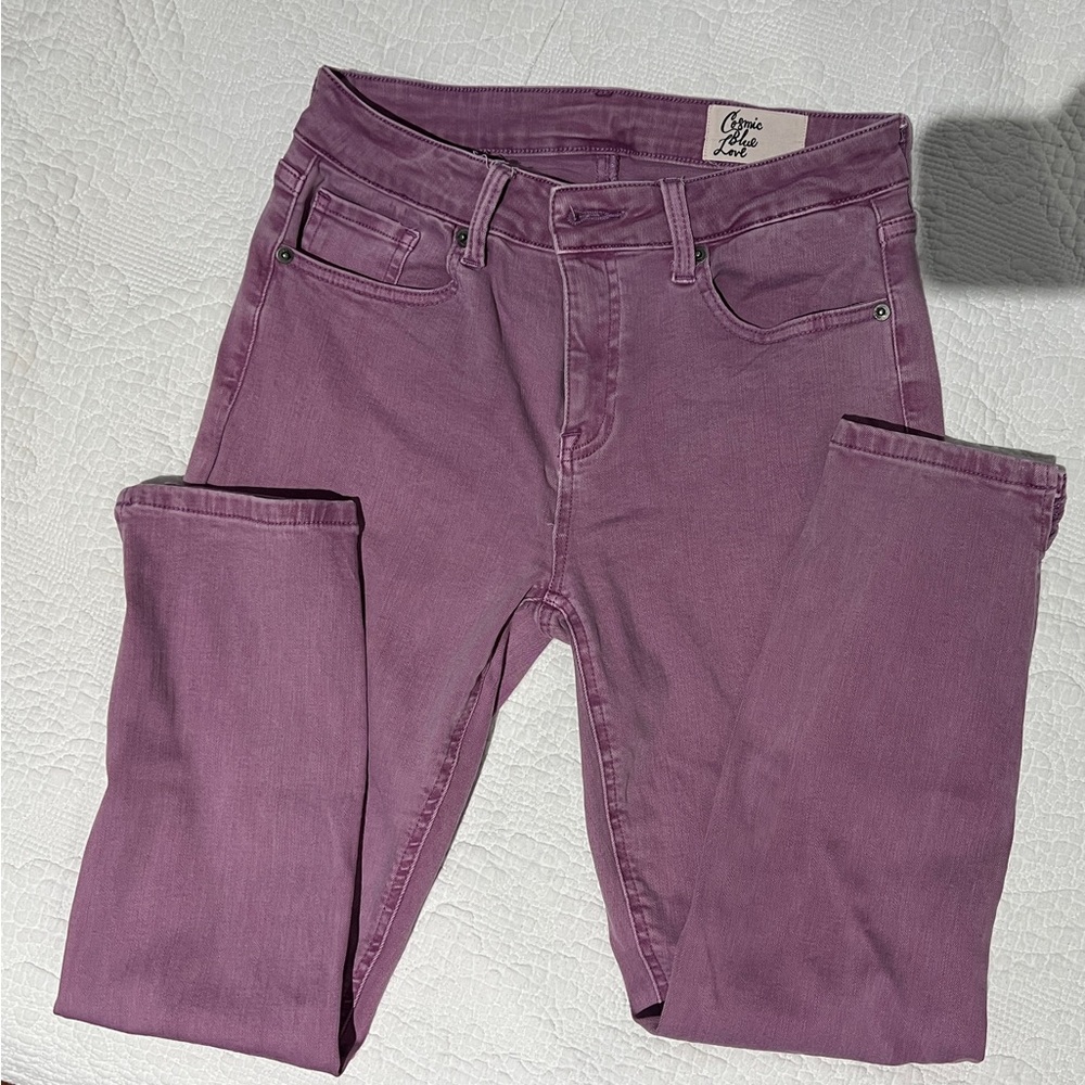 Cropped jeans w/ split hem. Gorgeous lilac color, super soft. 24 inch inseam.